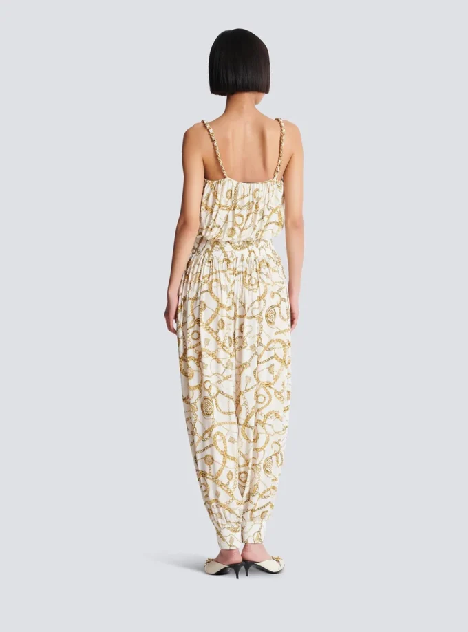 Flowing printed jumpsuit with Balmain Chains pattern Flowing printed jumpsuit with Balmain Chains pattern