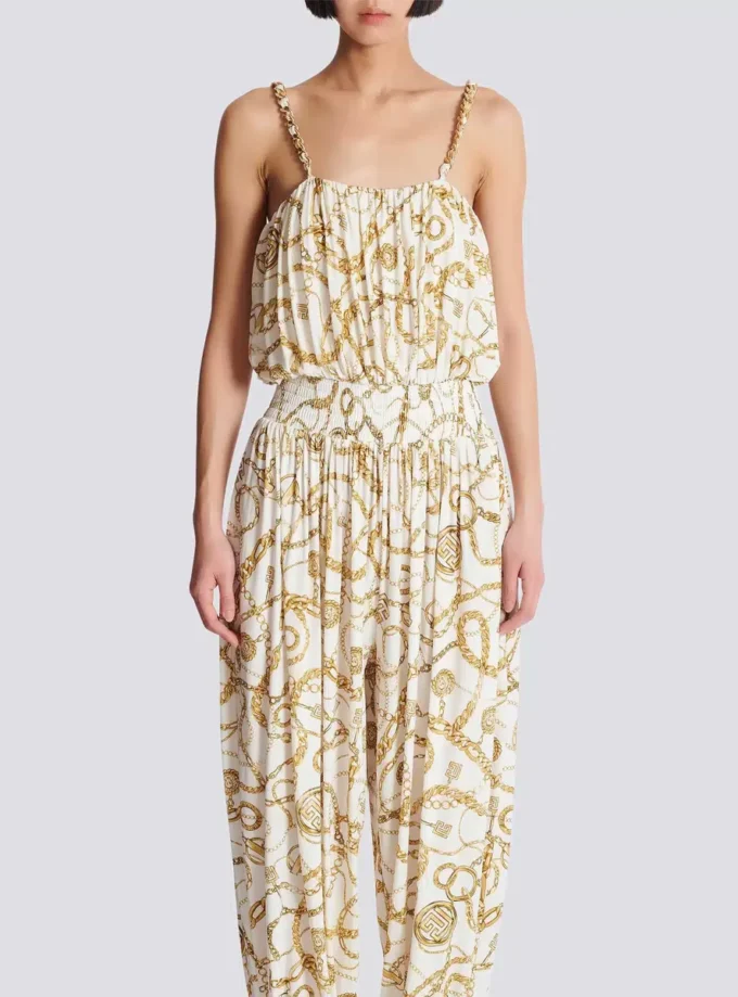 Flowing printed jumpsuit with Balmain Chains pattern Flowing printed jumpsuit with Balmain Chains pattern