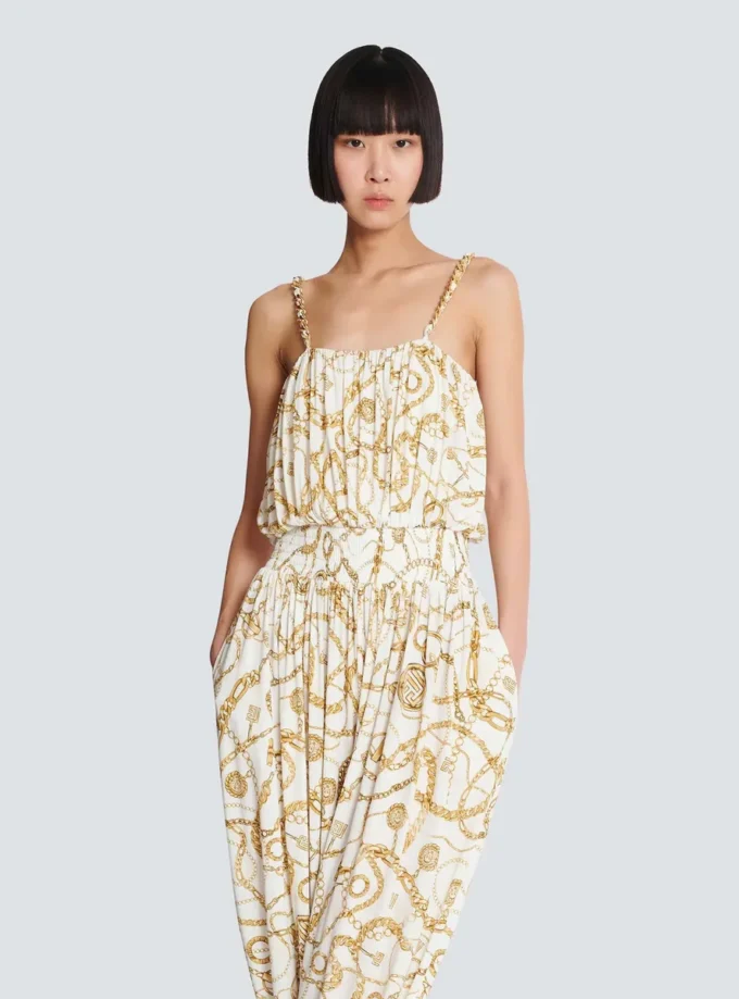 Flowing printed jumpsuit with Balmain Chains pattern Flowing printed jumpsuit with Balmain Chains pattern