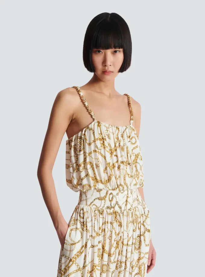 Flowing printed jumpsuit with Balmain Chains pattern Flowing printed jumpsuit with Balmain Chains pattern