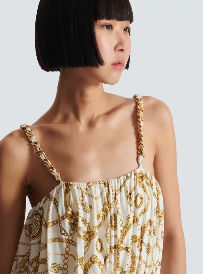 Flowing printed jumpsuit with Balmain Chains pattern Flowing printed jumpsuit with Balmain Chains pattern