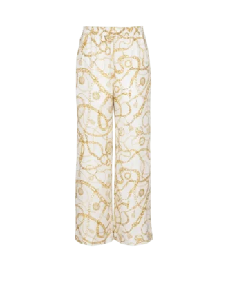 Flowing printed silk trousers with Balmain Chains pattern
