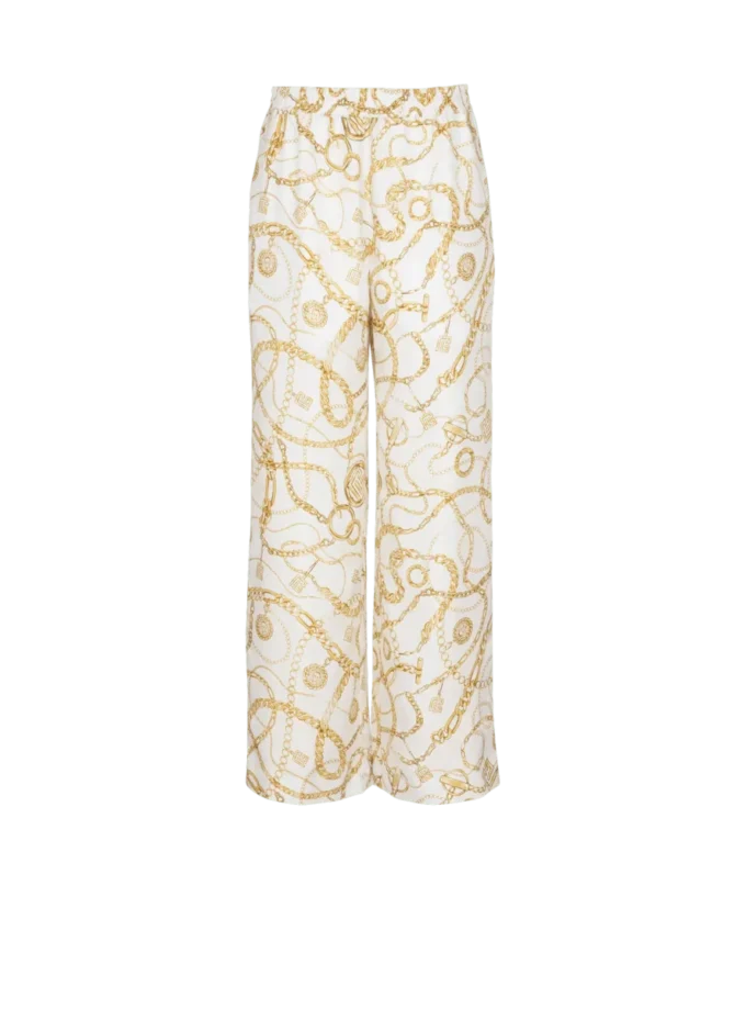Flowing printed silk trousers with Balmain Chains pattern Flowing printed silk trousers with Balmain Chains pattern