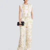 Flowing printed silk trousers with Balmain Chains pattern Flowing printed silk trousers with Balmain Chains pattern