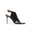 Fringed patent leather sandals