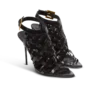 Fringed patent leather sandals