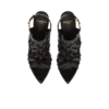 Fringed patent leather sandals