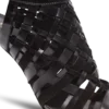 Fringed patent leather sandals