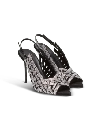 Fringed suede and rhinestone sandals