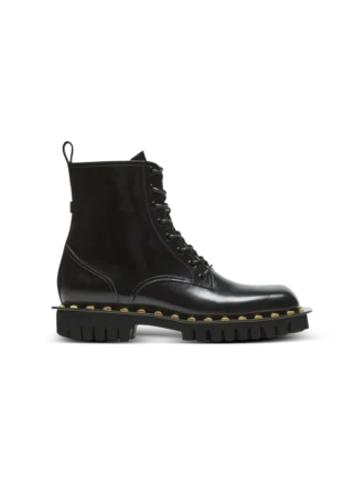 Glazed leather army boots