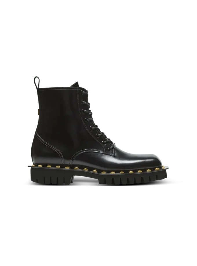 Glazed leather army boots