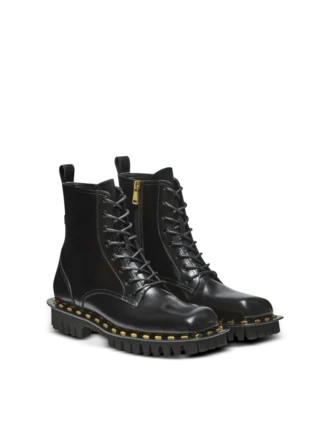 Glazed leather army boots