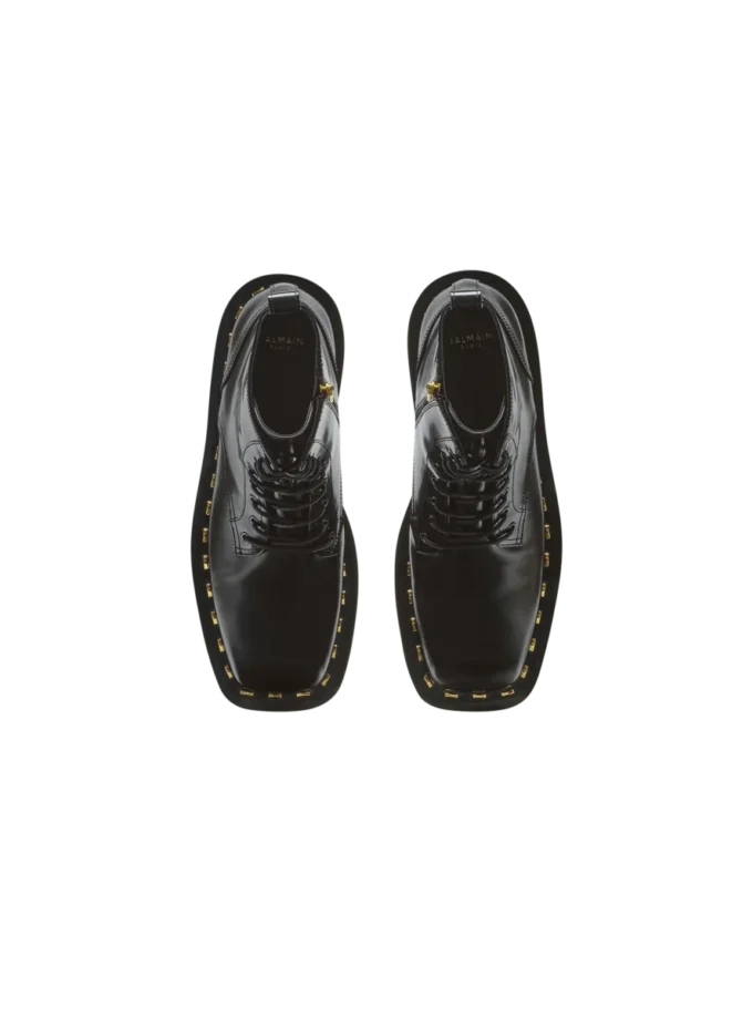 Glazed leather army boots