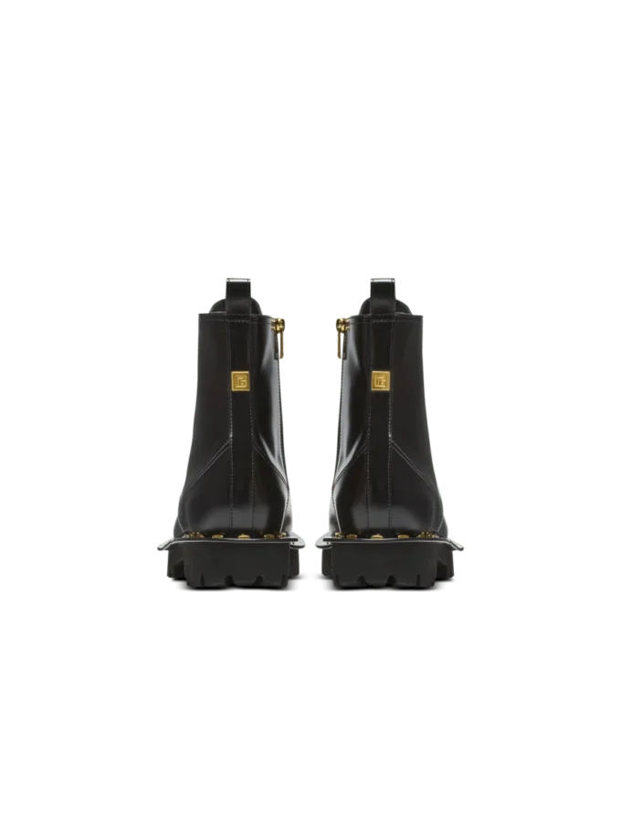 Glazed leather army boots