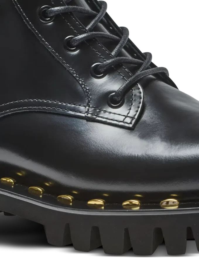 Glazed leather army boots