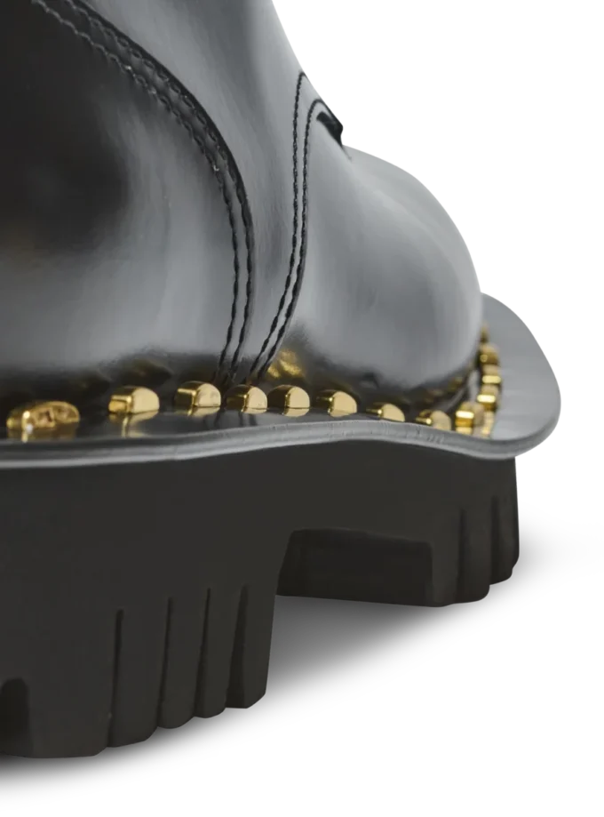 Glazed leather army boots