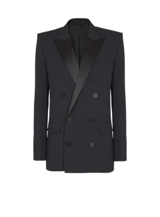 Grain de poudre blazer with satin lapels
