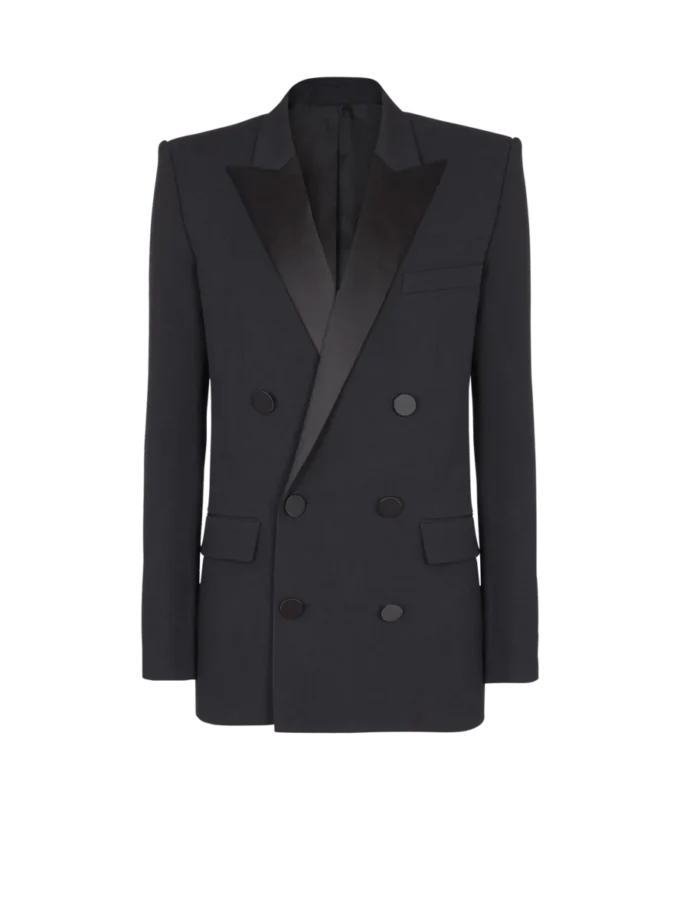 Grain de poudre blazer with satin lapels