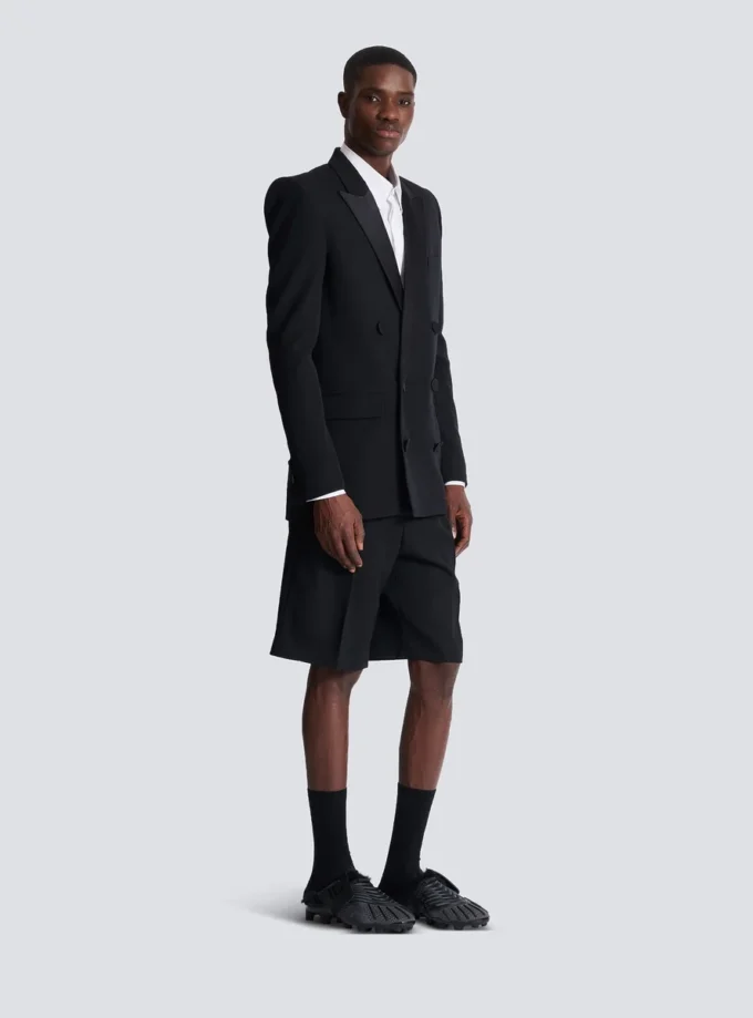 Grain de poudre blazer with satin lapels