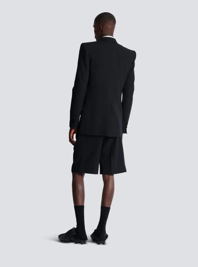 Grain de poudre blazer with satin lapels