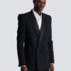 Grain de poudre blazer with satin lapels