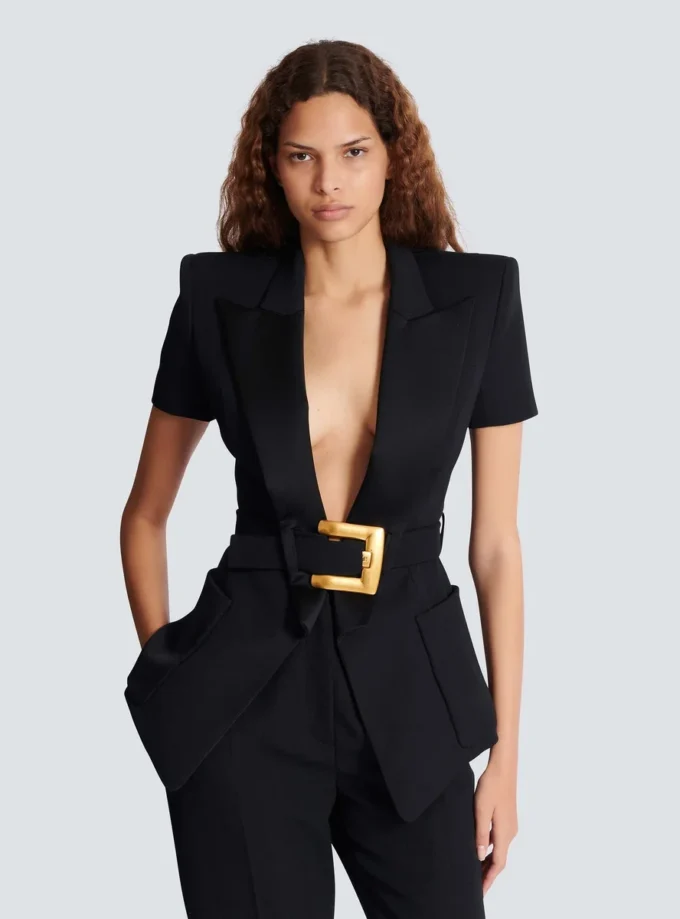 Grain de poudre jacket with belt detail Grain de poudre jacket with belt detail