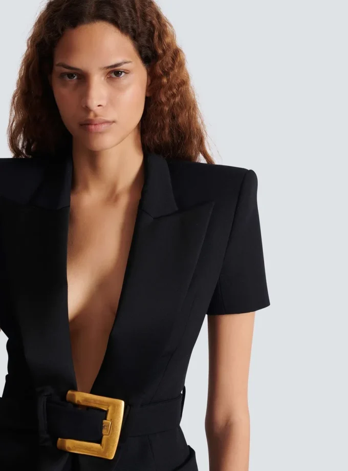 Grain de poudre jacket with belt detail Grain de poudre jacket with belt detail
