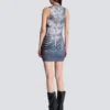 Halterneck draped trompe-l’œil strass dress
