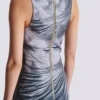 Halterneck draped trompe-l’œil strass dress