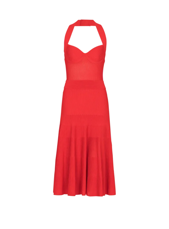 Halterneck pleated knit midi dress Halterneck pleated knit midi dress