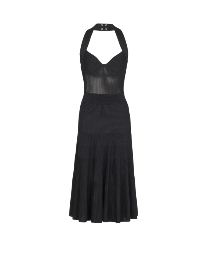 Halterneck pleated knit midi dress Halterneck pleated knit midi dress