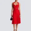 Halterneck pleated knit midi dress Halterneck pleated knit midi dress