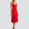 Halterneck pleated knit midi dress Halterneck pleated knit midi dress