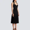 Halterneck pleated knit midi dress Halterneck pleated knit midi dress