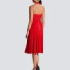 Halterneck pleated knit midi dress Halterneck pleated knit midi dress