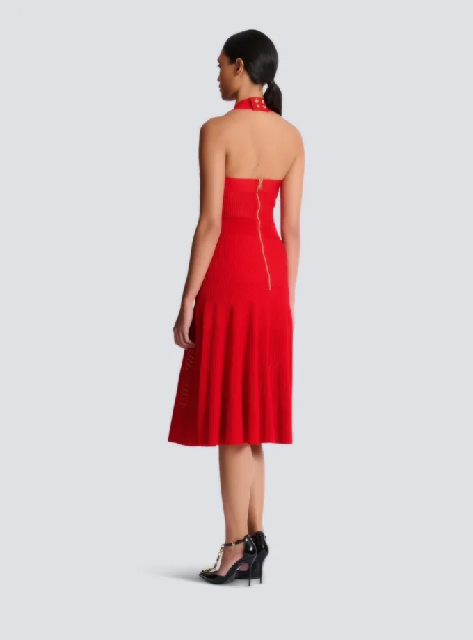 Halterneck pleated knit midi dress Halterneck pleated knit midi dress