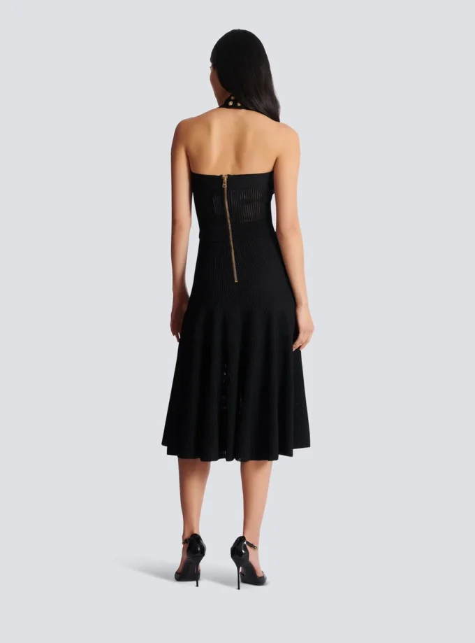 Halterneck pleated knit midi dress Halterneck pleated knit midi dress