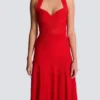 Halterneck pleated knit midi dress Halterneck pleated knit midi dress