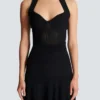 Halterneck pleated knit midi dress Halterneck pleated knit midi dress