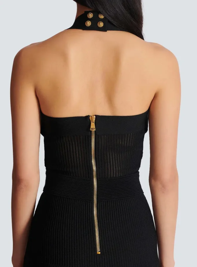 Halterneck pleated knit midi dress Halterneck pleated knit midi dress