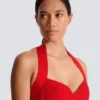 Halterneck pleated knit midi dress Halterneck pleated knit midi dress