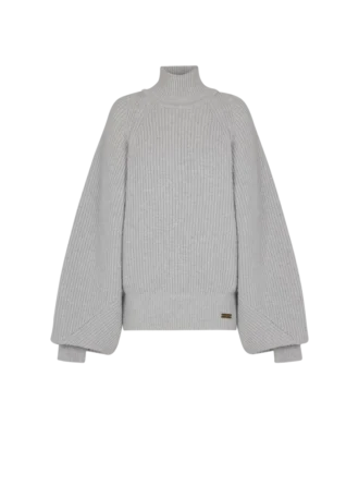 High-neck ribbed knit jumper