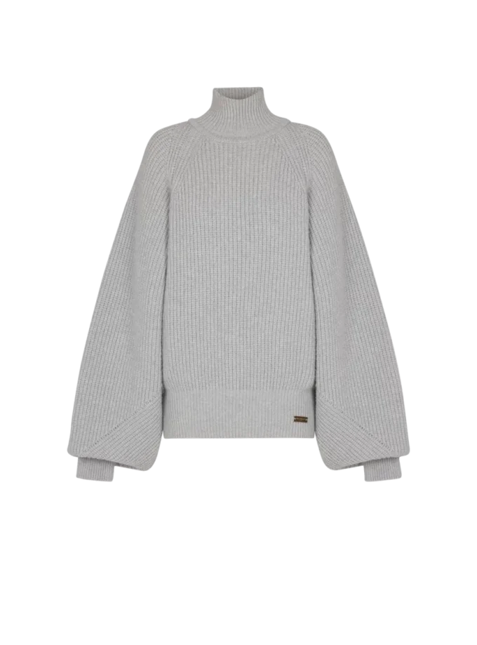 High-neck ribbed knit jumper