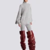 High-neck ribbed knit jumper