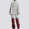 High-neck ribbed knit jumper