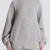 High-neck ribbed knit jumper
