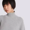 High-neck ribbed knit jumper