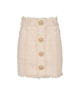 High-waist buttoned tweed mini skirt