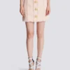 High-waist buttoned tweed mini skirt