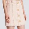 High-waist buttoned tweed mini skirt